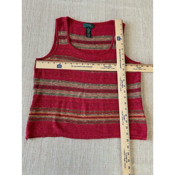 Ralph Lauren Multicolor Striped Tank Top Shirt Cotton Linen Blend M - Picture 3 of 6